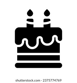 birthday cake glyph icon illustration vector graphic. Simple element illustration vector graphic, suitable for app, websites, and presentations isolated on white background