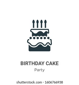 Birthday cake glyph icon vector on white background. Flat vector birthday cake icon symbol sign from modern party collection for mobile concept and web apps design.
