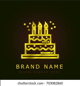 Birthday cake golden metallic logo