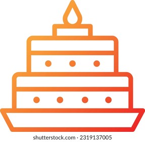Birthday Cake Gradient Icon, Food Vector