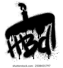 Birthday cake graffiti with black spray paint. vector illustration.