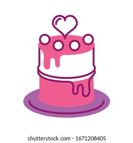 birthday cake, half line and color style icon vector illustration design