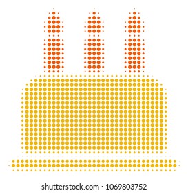 Birthday Cake halftone vector icon. Illustration style is dotted iconic Birthday Cake icon symbol on a white background. Halftone matrix is round items.