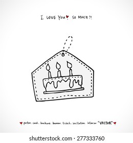birthday cake / Hand drawn illustrations - vector