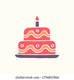 Birthday cake. Hand drawn style concept illustration. Vector. 