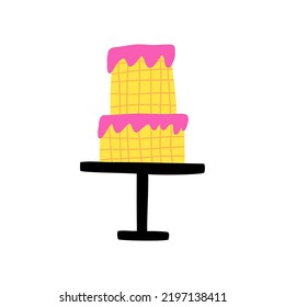birthday cake. hand drawn vector children's illustration.