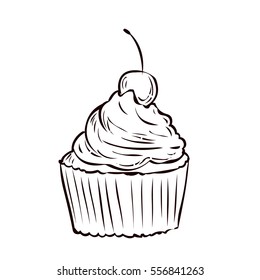 birthday cake. Hand drawn vector illustration.
