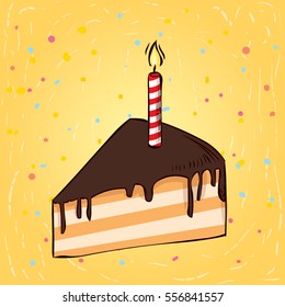 birthday cake. Hand drawn vector illustration.