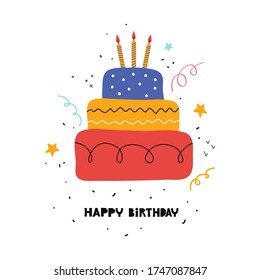 Birthday Cake Handwritten Calligraphy Happy Birthday Stock Vector ...