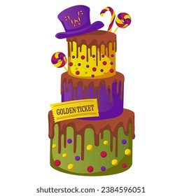 Birthday cake. Happy birthday cartoon. Vector.