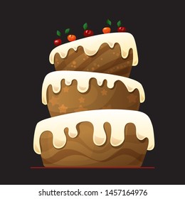 Birthday Cake. Happy Birthday !Cake with cream. Vector illustration on white background