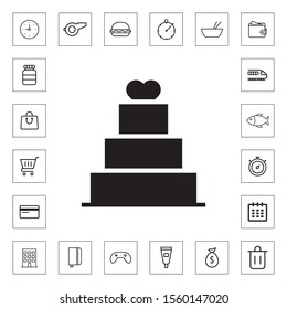 Birthday cake and heart icon illustration isolated vector sign symbol