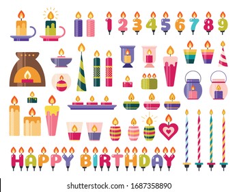 Birthday cake and holiday candles set