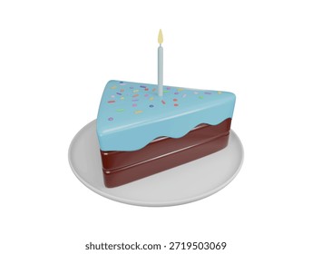Ilustração de renderização 3d do ícone do bolo de aniversário