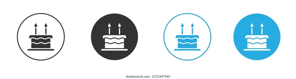 Icono de la torta de cumpleaños para el App y el Diseño web. Ilustración de elemento simple.