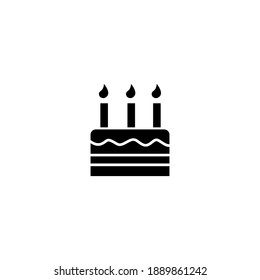 Birthday cake icon. Bakery icon. Simple, flat, black, glyph.