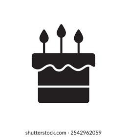 Birthday cake icon black and white vector sign