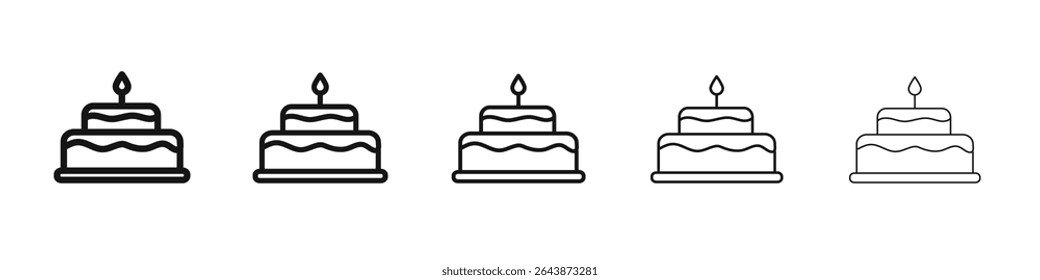 Birthday cake icon black and white vector sign