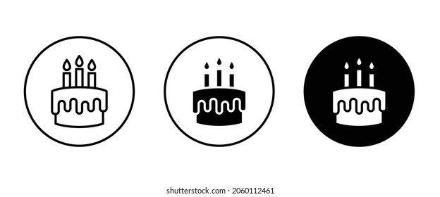 birthday cake icon button, vector, sign, symbol, logo, illustration, editable stroke, flat design style isolated on white