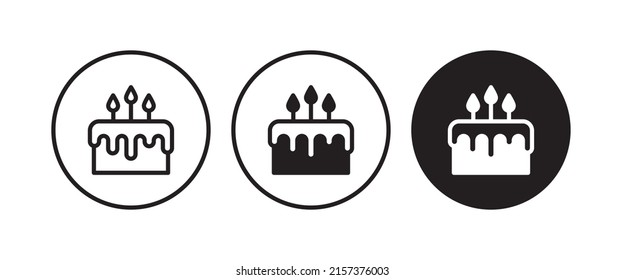 birthday cake icon button, vector, sign, symbol, logo, illustration, editable stroke, flat design style isolated on white