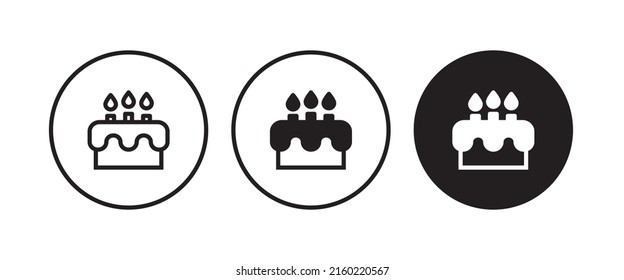 birthday cake icon button, vector, sign, symbol, logo, illustration, editable stroke, flat design style isolated on white