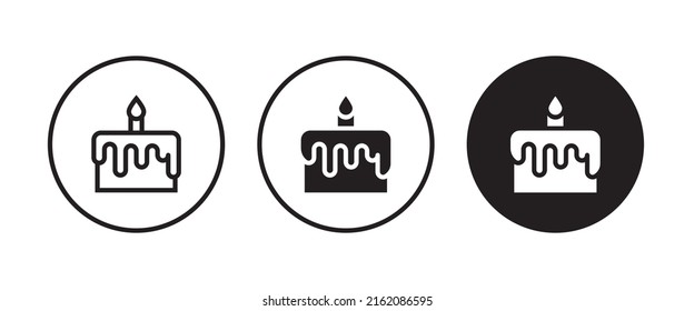 birthday cake icon button, vector, sign, symbol, logo, illustration, editable stroke, flat design style isolated on white