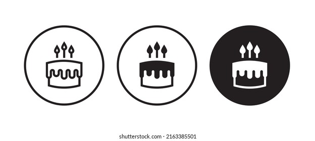birthday cake icon button, vector, sign, symbol, logo, illustration, editable stroke, flat design style isolated on white
