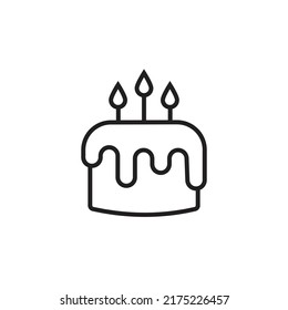 birthday cake icon button, vector, sign, symbol, logo, illustration, editable stroke, flat design style isolated on white