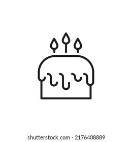 birthday cake icon button, vector, sign, symbol, logo, illustration, editable stroke, flat design style isolated on white