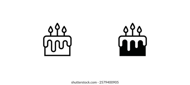 birthday cake icon button, vector, sign, symbol, logo, illustration, editable stroke, flat design style isolated on white