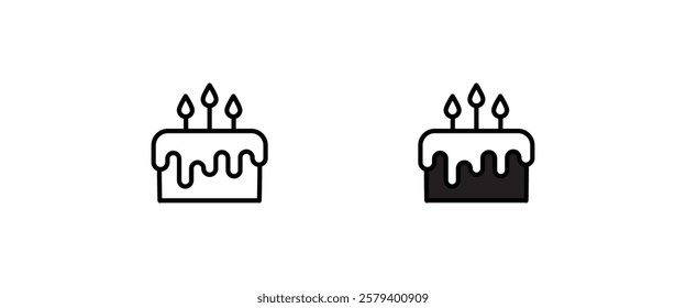 birthday cake icon button, vector, sign, symbol, logo, illustration, editable stroke, flat design style isolated on white