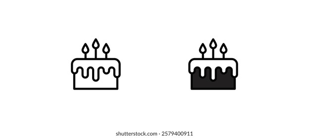 birthday cake icon button, vector, sign, symbol, logo, illustration, editable stroke, flat design style isolated on white