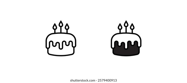 birthday cake icon button, vector, sign, symbol, logo, illustration, editable stroke, flat design style isolated on white