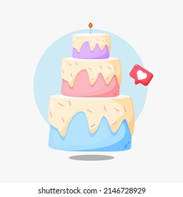 Birthday cake icon cartoon design