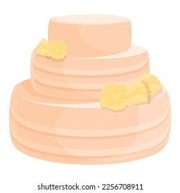 Birthday cake icon cartoon vector. Cream topper. Berry layer