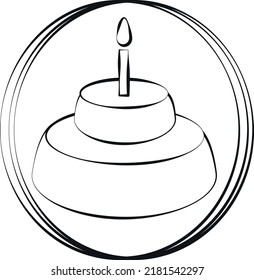 Birthday cake. Icon. Celebrate with cake. Candle cake. Two tiered pie. A big cake.