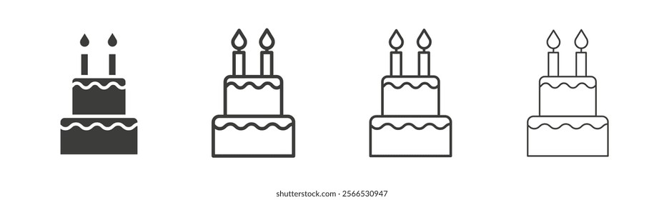 Birthday cake icon collection for website design, app, UI design.