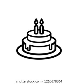 Birthday Cake Icon. Cookie with 2 Candles Topping.  Applied as Trendy Symbol for Design Component, Websites, Presentation and Application - Vector. 