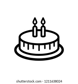 Birthday Cake Icon. Cookie with 2 Candles Topping.  Applied as Trendy Symbol for Design Component, Websites, Presentation and Application - Vector. 