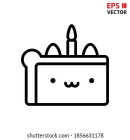 Birthday cake icon. Cute food design. Flat design with editable stroke. Eps 10 vector illustration.