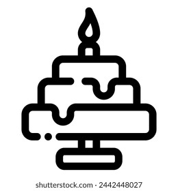 birthday cake icon in dashed line style