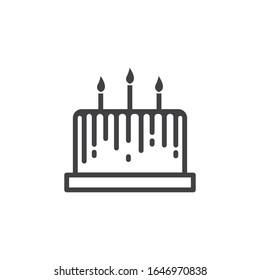 Birthday cake icon design line style. Vector illustration
