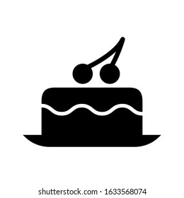 Birthday cake icon design template, vector icon designed in flat style isolated on white background, solid icon vector design