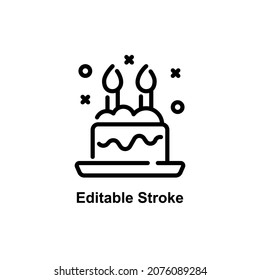 birthday cake icon designed in outline style in food and drink icon theme