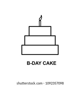 birthday cake icon. Element of simple web icon with name for mobile concept and web apps. Thin line birthday cake icon can be used for web and mobile on white background