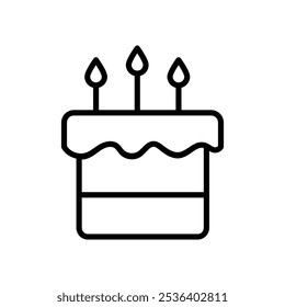 Icono de pastel de cumpleaños Ilustración de arte plano en contorno