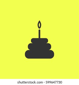 Birthday cake icon flat. Black pictogram on white background. Vector illustration symbol and bonus button