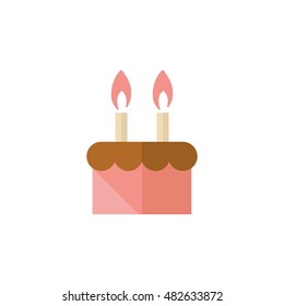 Birthday cake icon in flat color style. Food sweet anniversary celebration