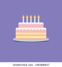 Birthday Cake Icon Flat Design