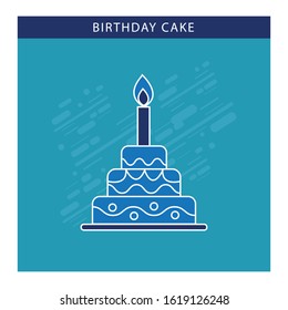 birthday cake icon flat design on blue background